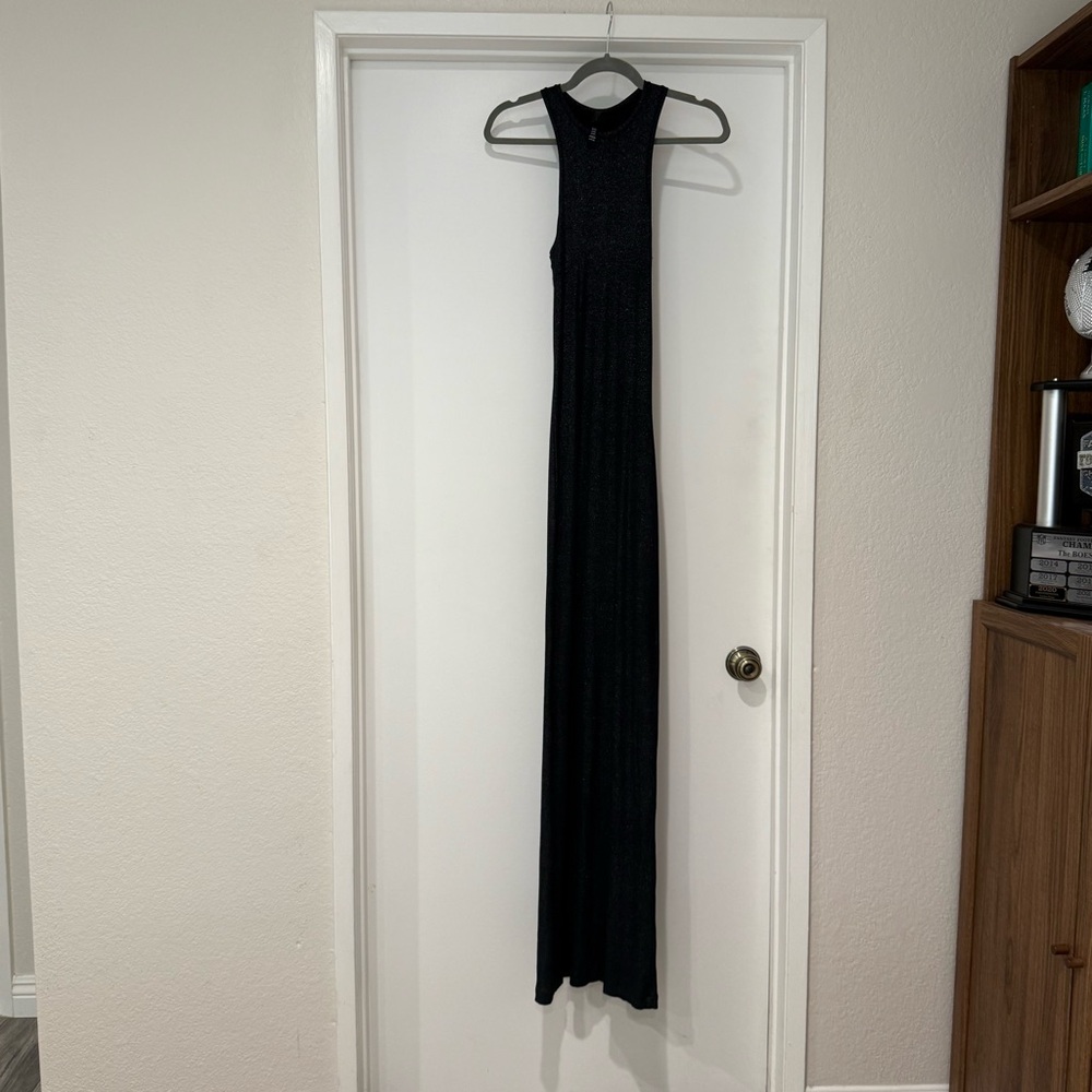 SKIMS Women's Size S Black Soft Lounge Shimmer Racerback Maxi Dress